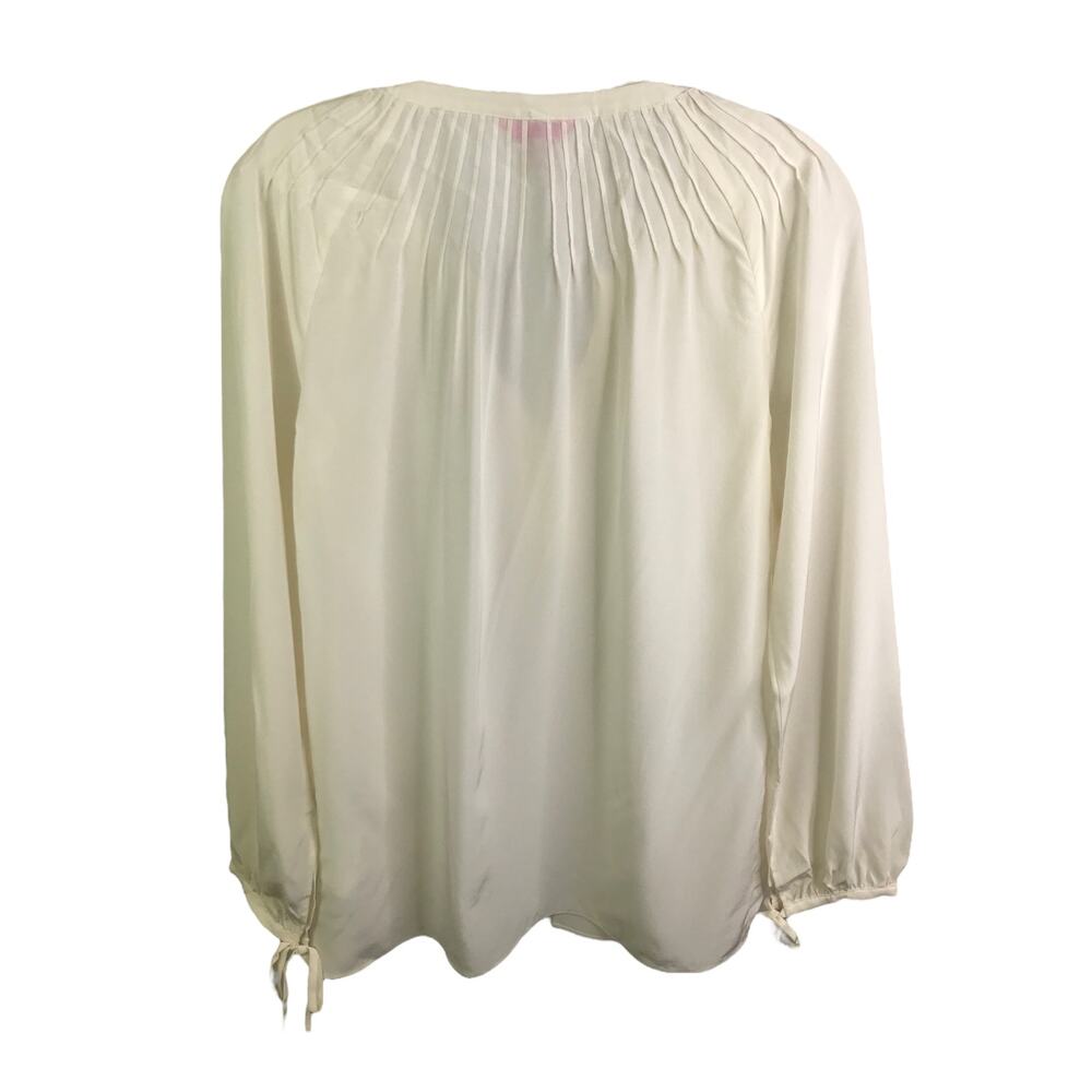 Lilly Pulitzer Womens Long Sleeve Blouse White Silk V-Neck Pullover Top Shirt XS - Picture 3 of 10